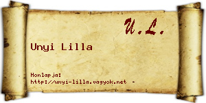 Unyi Lilla névjegykártya